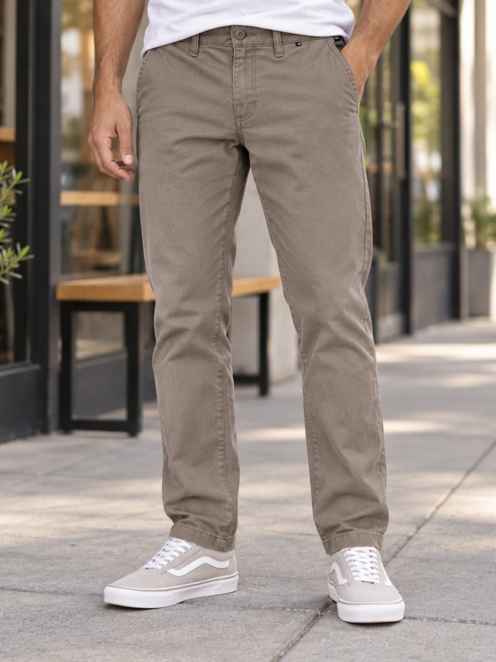 Vans Men's Taupe Straight-Leg Chinos Streetwear Skateboard